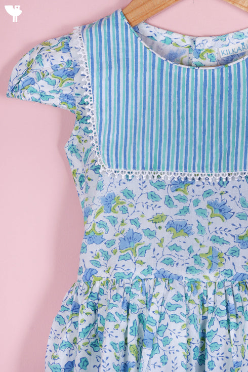 Cotton Top & Shorts Set In Floral Block Print